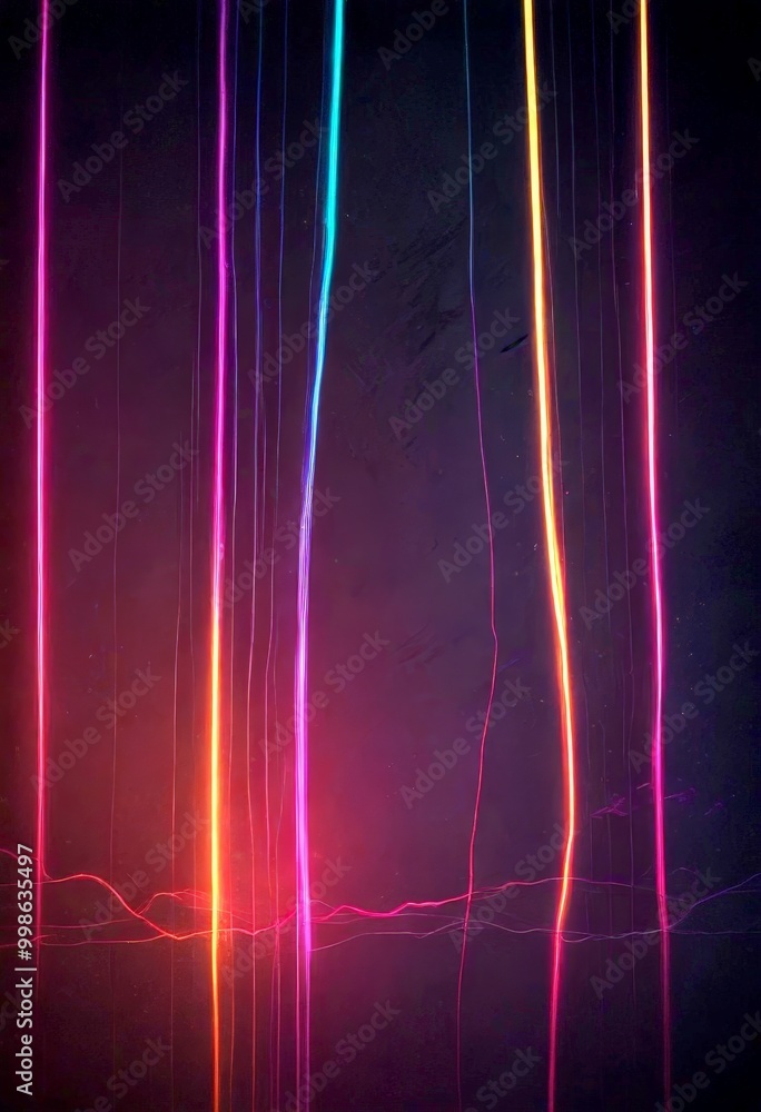 Leinwandbilder a dark background with vertical lines of varying colors, creating a dynamic and visually striking effect