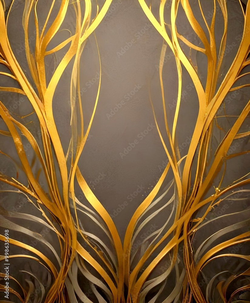 Aufkleber a striking abstract pattern of golden, curved lines that create a sense of movement and dynamism the