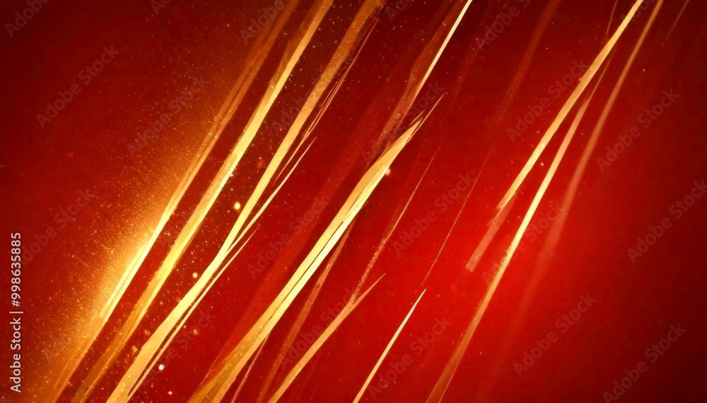 Aufkleber a striking abstract composition of diagonal lines and golden streaks against a deep red background, creating a sense of movement and dynamism