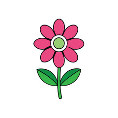 Stylized Flower Clipart Vector with Rounded Petals and Playful Design Elements