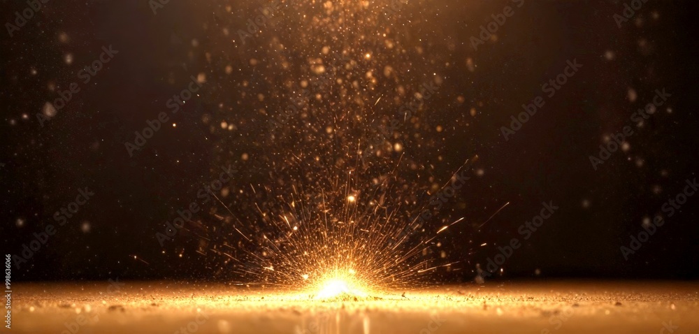 Aufkleber a dramatic explosion of golden sparks erupts from the center, creating a mesmerizing display against