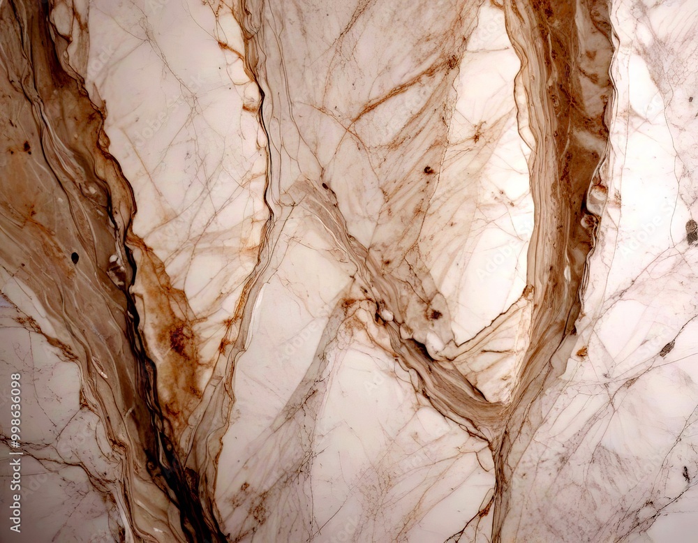 Poster a close-up view marble surface with a textured, abstract pattern of light and dark brown lines and s