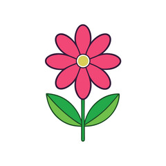 Stylized Flower Clipart Vector with Rounded Petals and Playful Design Elements