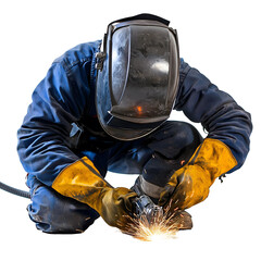 Welder at work isolated on transparent background