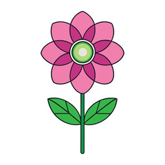 Stylized Flower Clipart Vector with Rounded Petals and Playful Design Elements