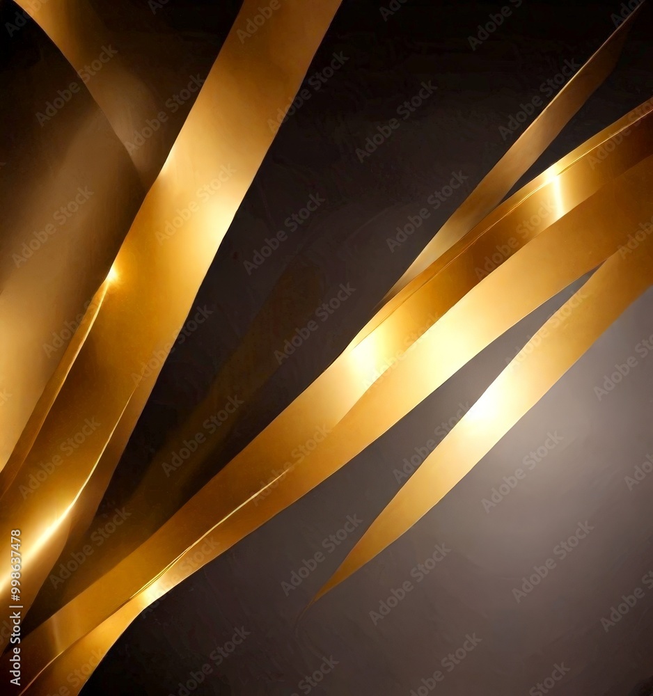 Aufkleber a striking abstract composition of intersecting golden lines and curves against a dark background, creating a sense of depth and movement
