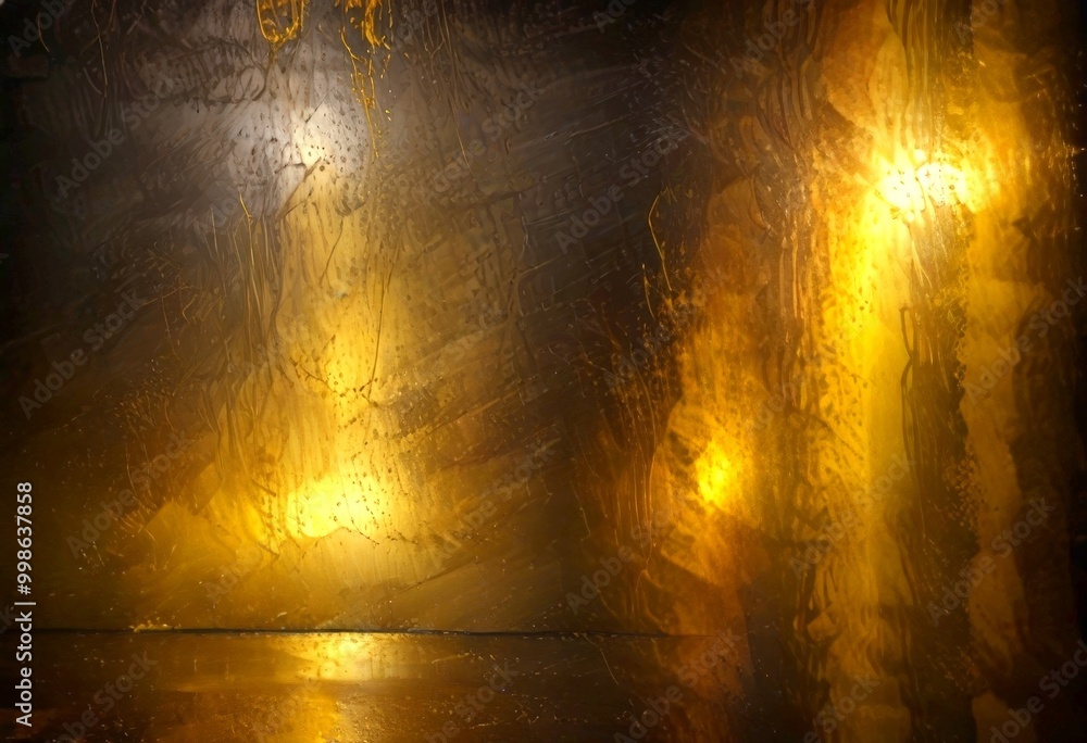 Poster a dark, textured surface with streaks of light and reflections, creating an abstract and atmospheric composition