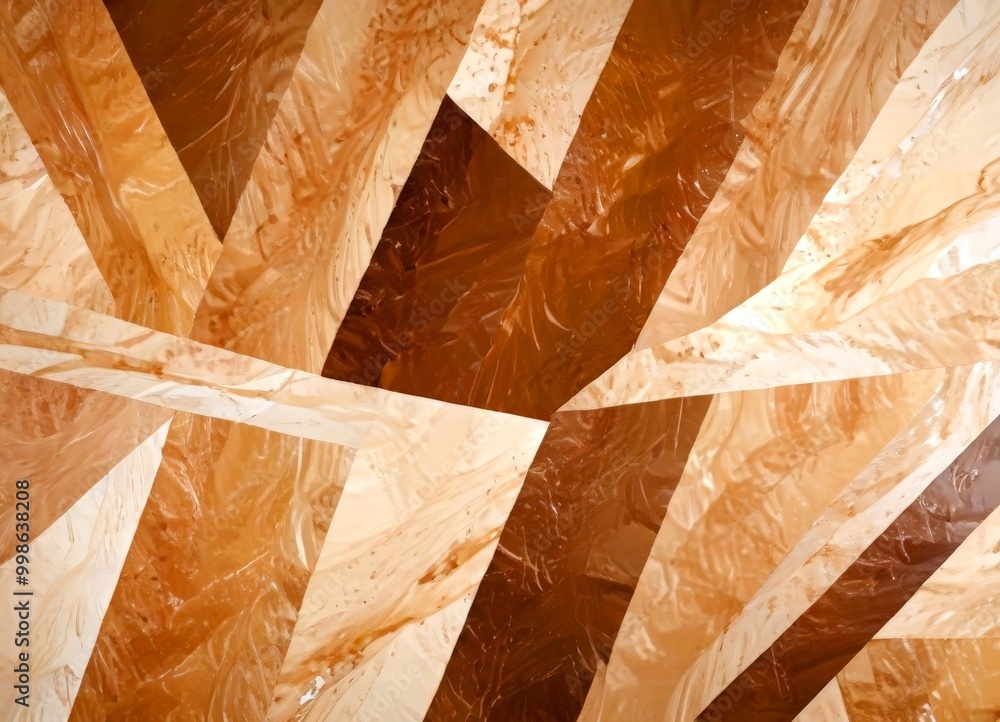 Poster a close-up view textured, multicolored surface composed of overlapping triangular and rectangular shapes, creating a dynamic and abstract pattern