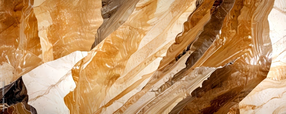 Aufkleber a close-up view marble surface with a textured, abstract pattern of light and dark brown hues