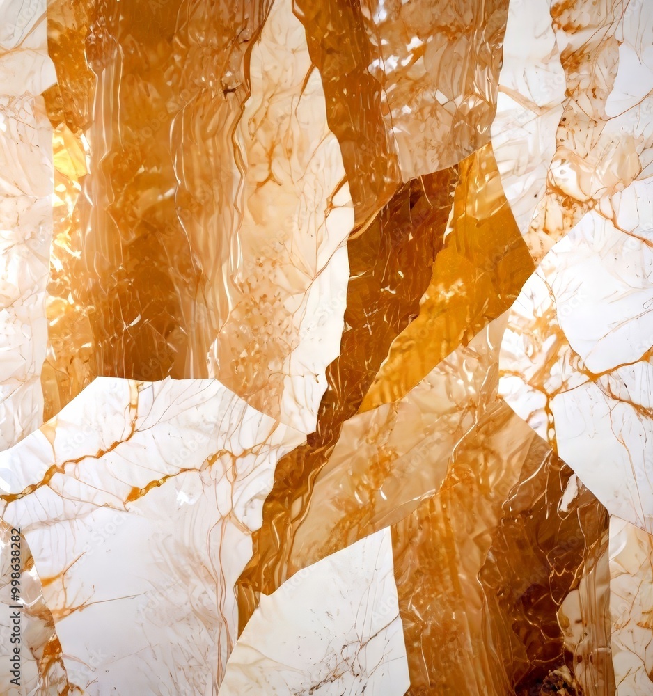 Poster a close-up view marble surface with a textured and cracked appearance, featuring a mix of light and dark brown hues