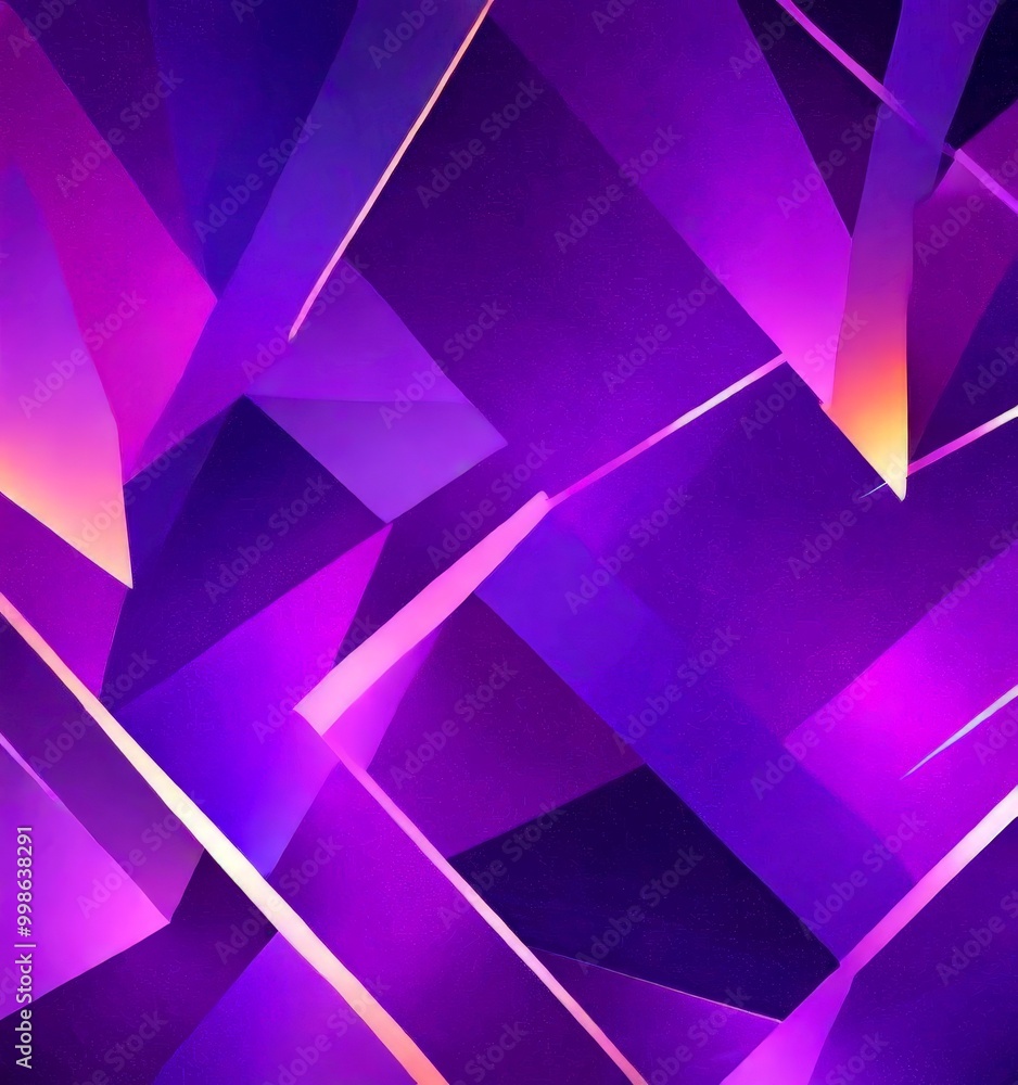 Aufkleber a vibrant abstract composition of intersecting lines and triangles in shades of purple and orange, creating a dynamic and visually striking pattern