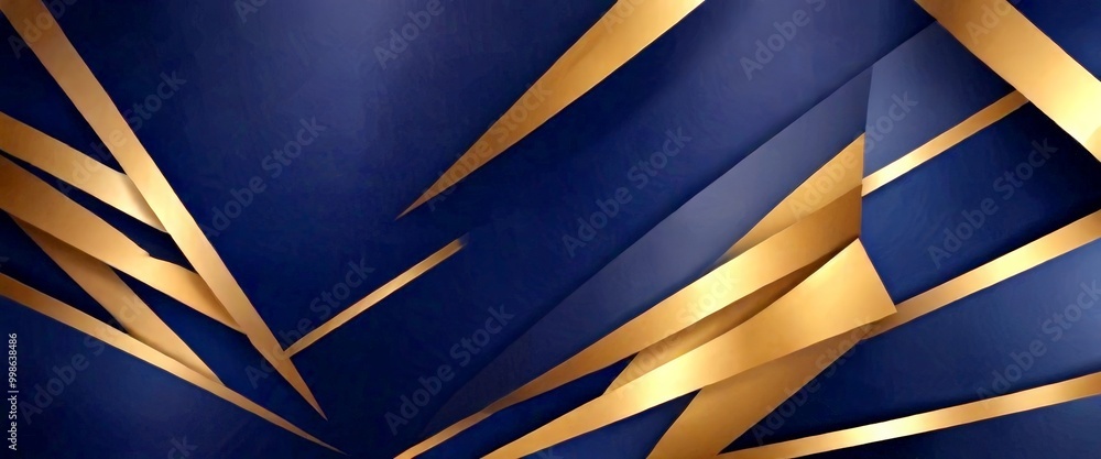 Aufkleber a striking abstract composition of intersecting diagonal lines in varying shades of blue and gold, creating a sense of depth and movement