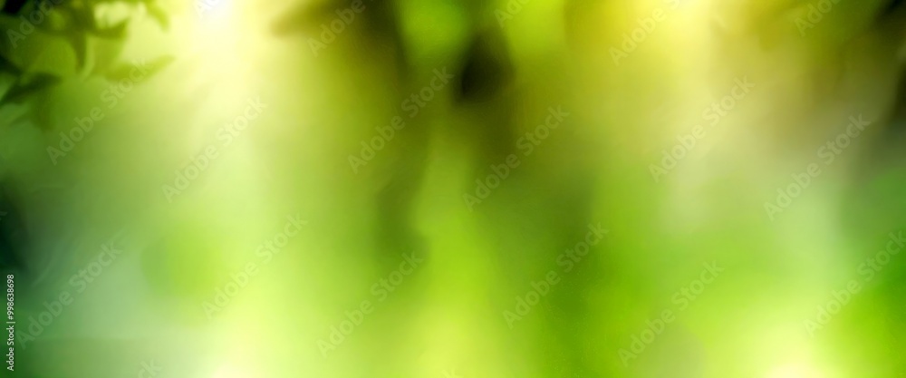 Poster a blurred, abstract representation of nature, with a gradient of green and yellow tones the backgrou