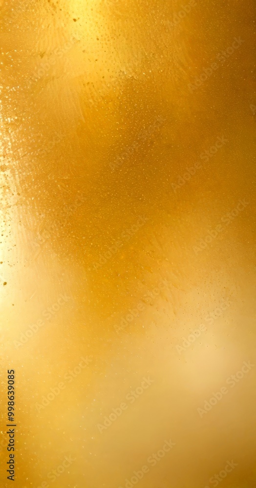 Poster a close-up view textured, golden-colored surface, possibly a glass or metal, with small droplets or 