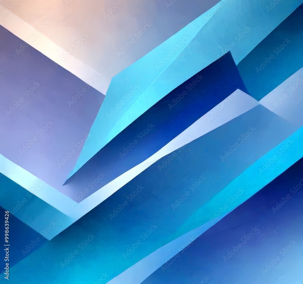 Aufkleber a geometric abstract composition of intersecting lines and shapes in shades of blue and purple, creating a sense of depth and movement