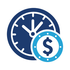 Money with clock silhouette vector icon illustration design