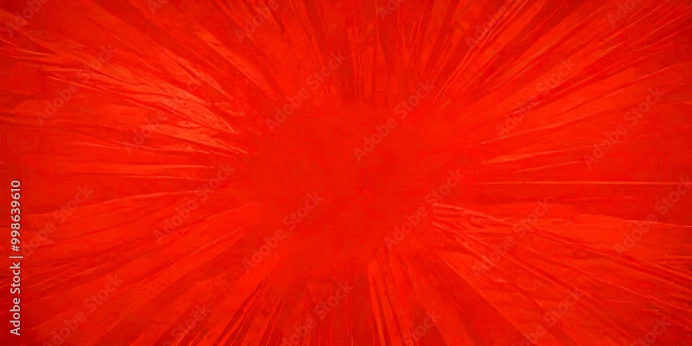 Poster a vibrant red background with a radial pattern of thin, radiating lines that create a sense of movement and energy The central focus is a large, solid red circle, which
