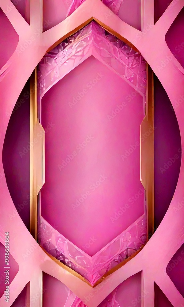 Aufkleber a pink and gold geometric pattern with a central open space, creating a visually striking and symmet