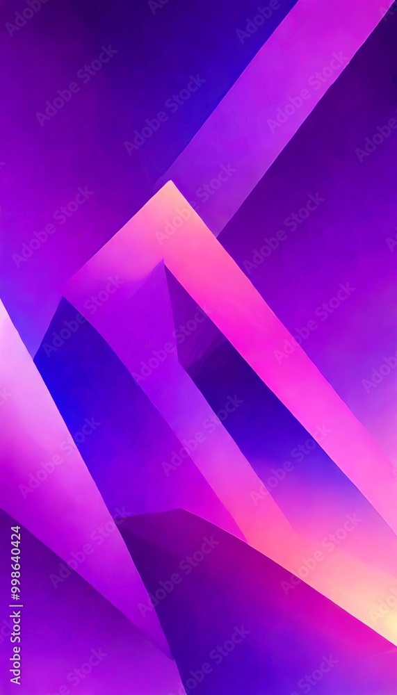 Aufkleber a vibrant abstract composition of intersecting lines and shapes in shades of purple, pink, and orang