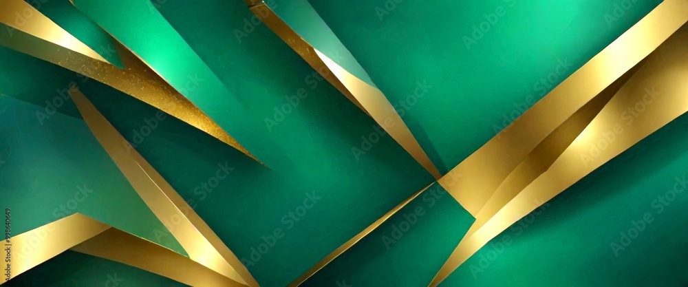 Aufkleber a striking abstract composition of intersecting gold and green lines, creating a sense of depth and 