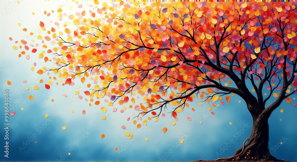 Poster abstract autumn tree