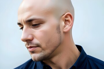 Fototapeta premium isolated attractive bald man crying, depressed, on a BLANK background, MENTAL HEALTH, depression, mental wellness, mental illness, mental disorder, suicide, suicide prevention, emotional pain, despair