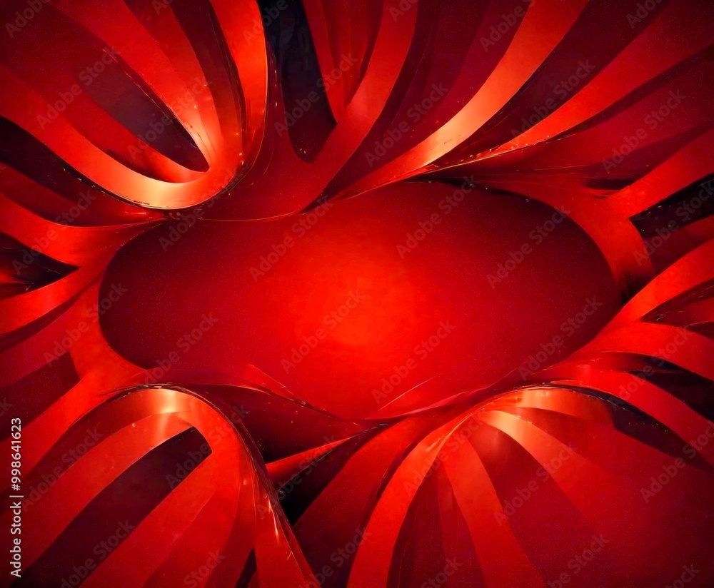 Fototapete a striking abstract composition of red and black lines and curves, creating a sense of depth and movement The central focus is a large, red circle, which is surrounded