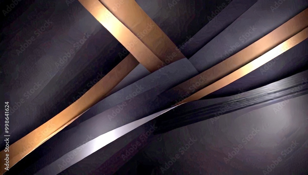 Aufkleber a dark background with a striking geometric pattern composed of intersecting lines in varying shades of gold and black, creating a sense of depth and movement