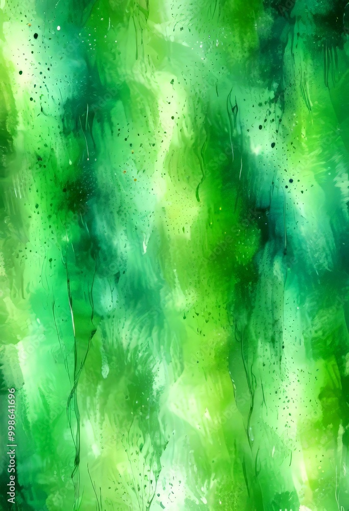 Poster an abstract representation lush, verdant landscape, with a vibrant green color dominating the background The texture is created through the use of