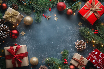 Delightful Christmas Invitation Surrounded by Festive Decorations and Gifts, Creating a Warm Holiday Atmosphere at Home