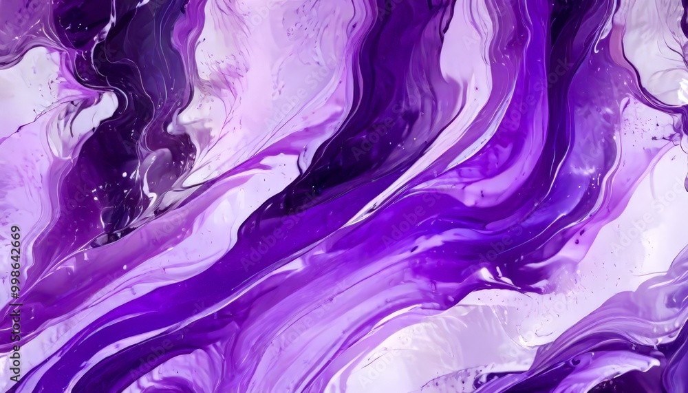 Poster a vibrant abstract pattern with swirling, fluid purple and white hues, creating a dynamic and captiv