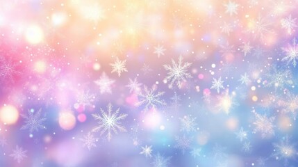 Abstract winter background with bokeh and snowflakes.
