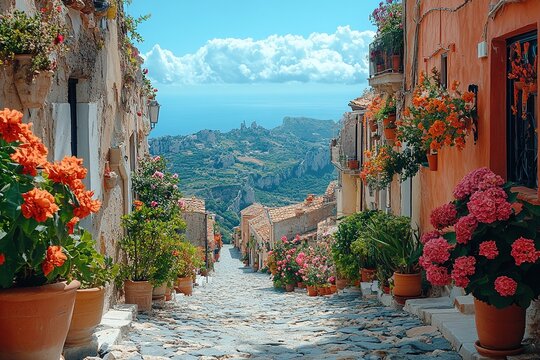 Vibrant Scenic View of Altomonte, Sicily Showcasing Lush Greenery and Stunning Landscape Beauty