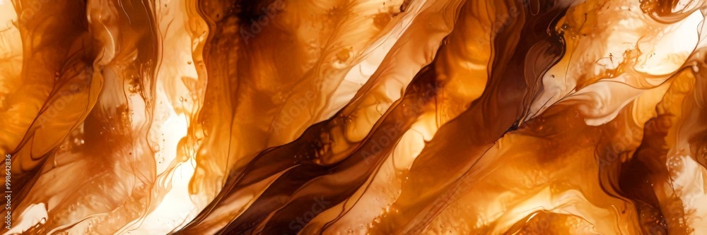 Poster Abstract featuring swirling patterns of brown and orange hues, with a subtle gradient effect and small white specks scattered throughout