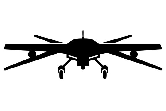 black drone silhouette on white background clip art preview