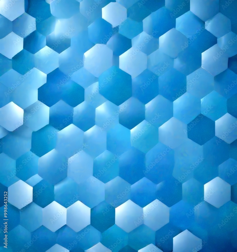 Poster a repeating pattern of blue hexagonal shapes, creating a visually striking and harmonious design