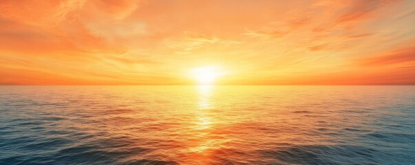 Fototapeta premium Vibrant sunset over tranquil ocean waters, creating a serene atmosphere.