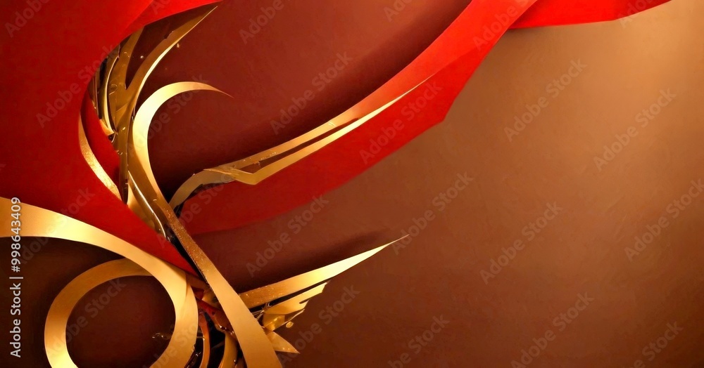Aufkleber a striking abstract composition with a blend of red and gold colors, creating a dynamic and visually