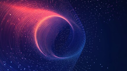 Obraz premium Abstract glowing lines and particles forming a swirling vortex on a dark blue background.