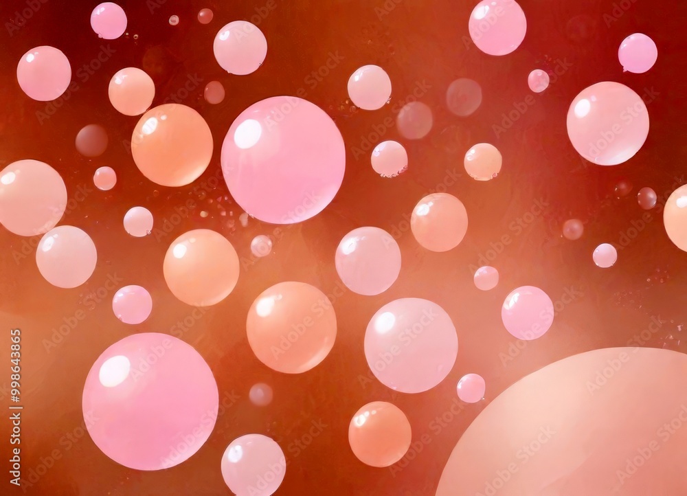 Aufkleber a collection of pink and peach-colored bubbles scattered across a brown background, creating a visually appealing and abstract composition