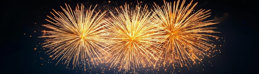 Obraz premium Colorful fireworks bursting in the night sky, creating a stunning visual display.