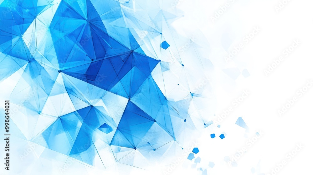 Canvas Prints abstract geometric background with blue triangles and white background.