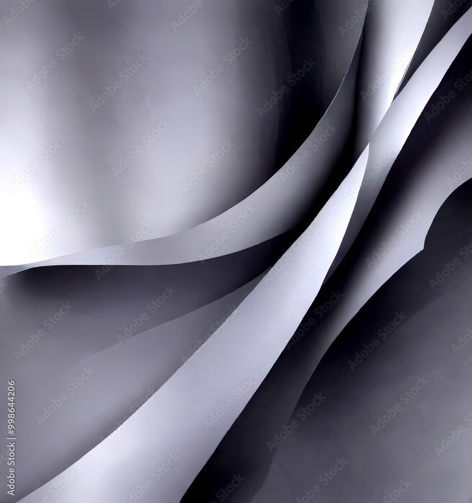 Aufkleber a striking abstract composition of curved lines and shapes in shades of gray, creating a sense of mo