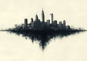Fototapeta premium Vivid and Stylish High-Resolution Outline of Philadelphia Skyline in Colorful Artistic Design