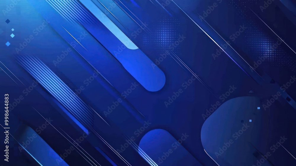 Sticker abstract geometric background with blue shapes and lines.