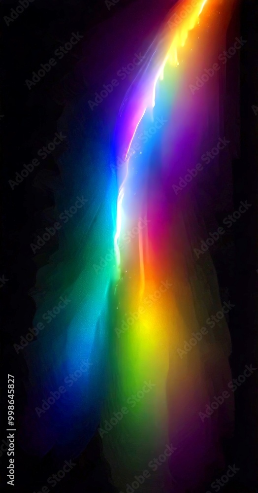 Poster a vibrant, abstract representation rainbow, with a gradient of colors transitioning from red to oran