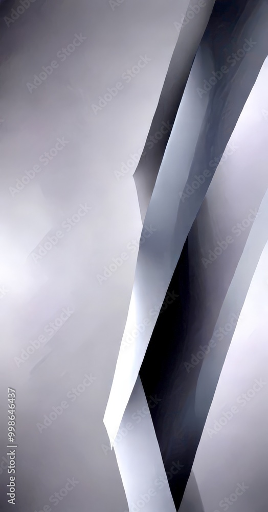 Poster Abstract featuring overlapping, curved lines in shades of gray and black, creating a sense of depth and movement