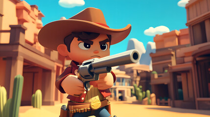 Fototapeta premium A Cartoon Character Cute Cowboy