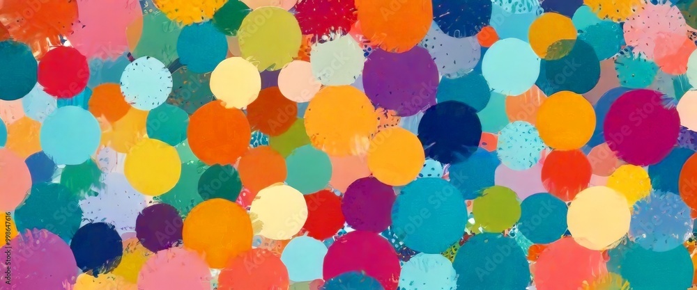 Aufkleber a vibrant abstract composition featuring overlapping circles in various colors, including shades of 