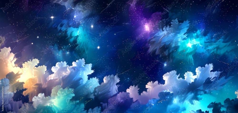 Fototapete a night sky filled with a multitude of stars, with a vibrant display of colors and patterns the star